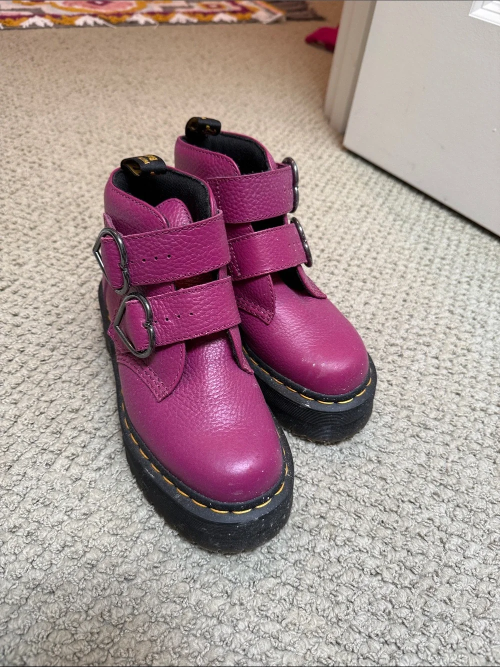 Women’s Doc Martens  Burgundy-Pink Double Strap Ankle Boots - Casual Everyday